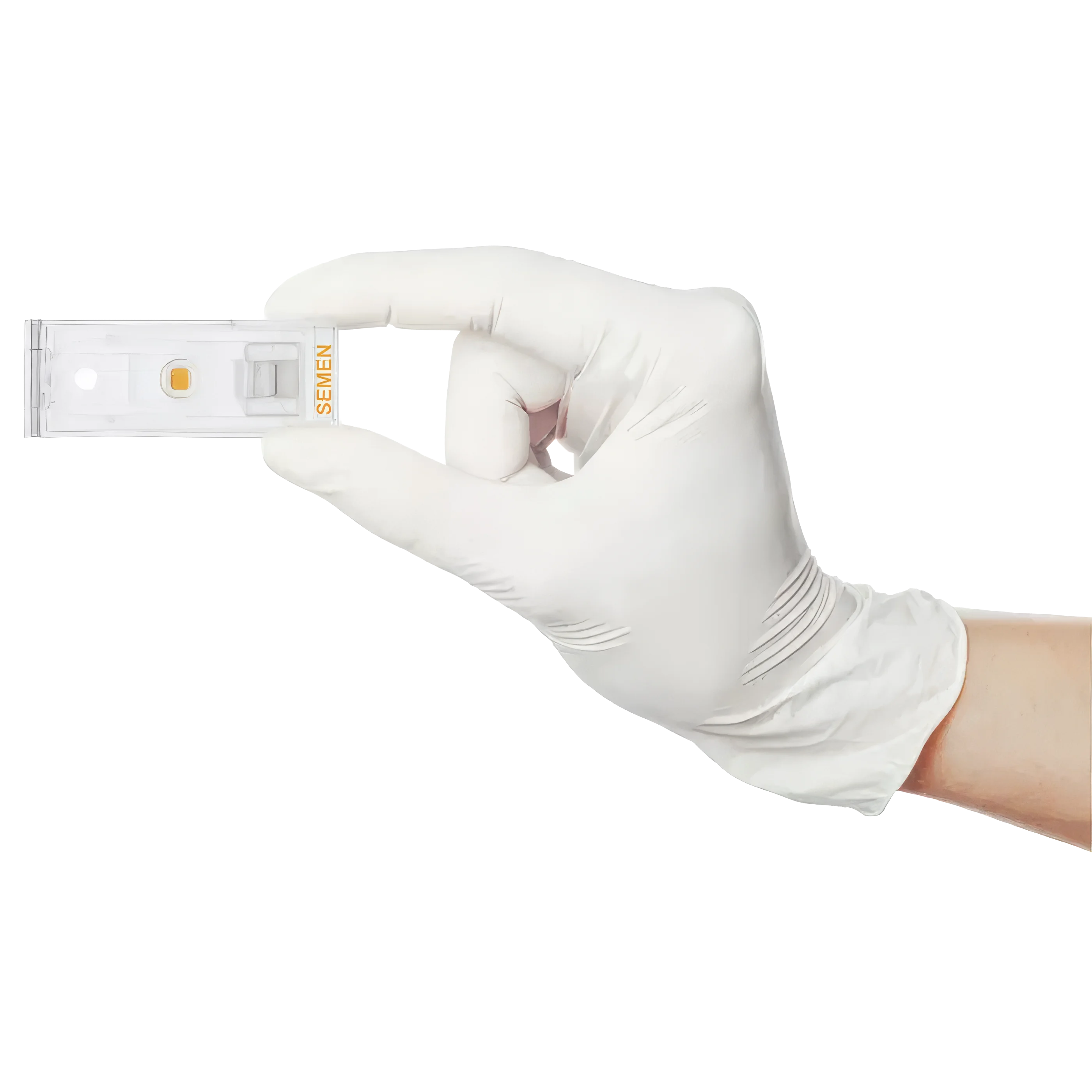 LensHooke CS1 Testkassette · in der Hand gehalten