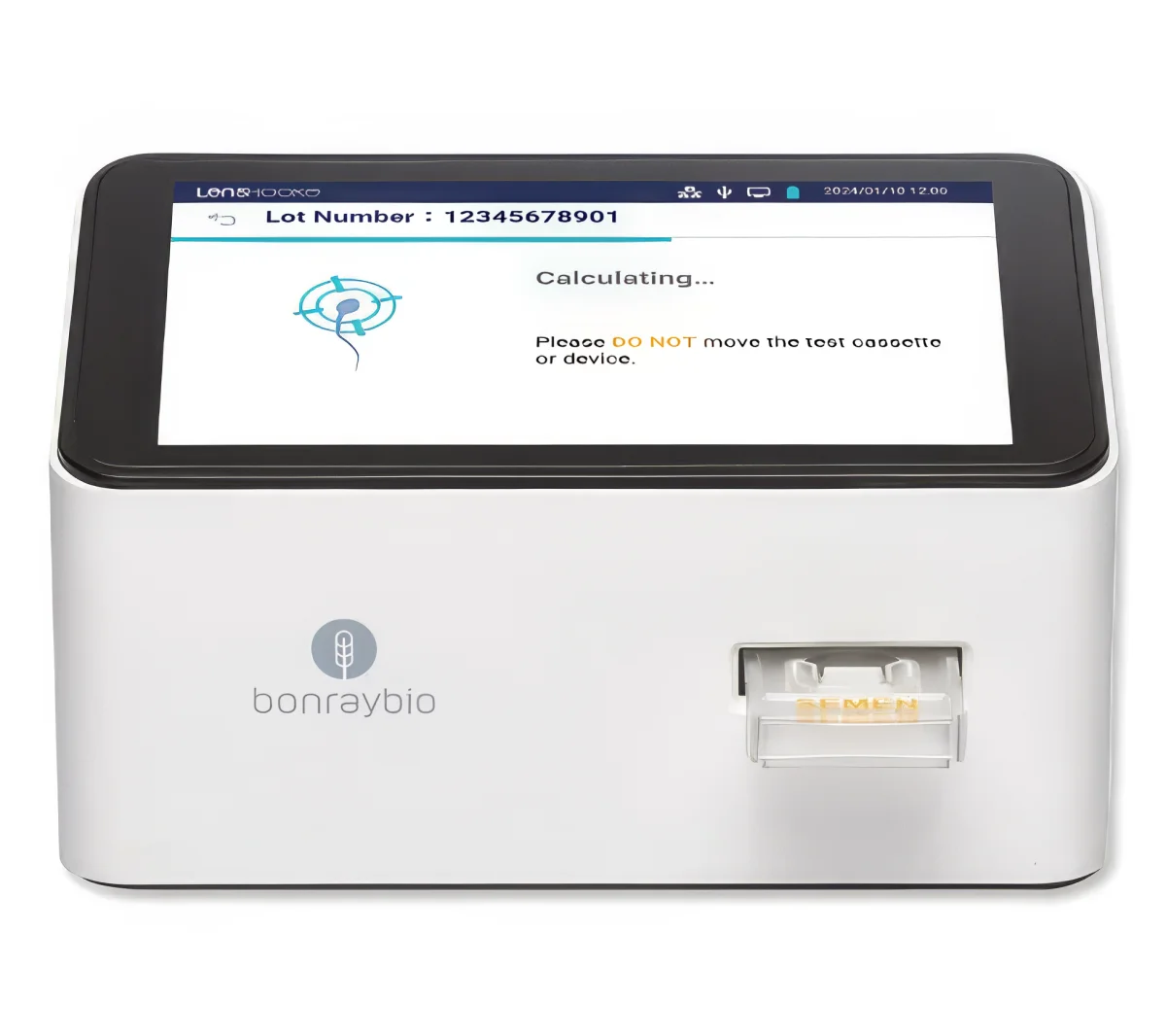 Testkassette ins Gerät einlegen, Analyse startet automatisch